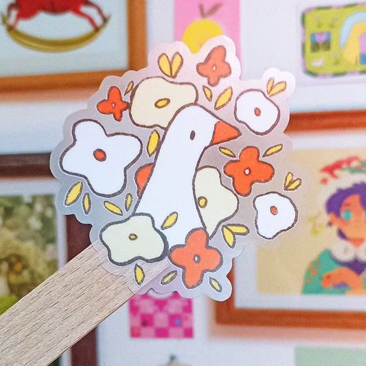 Clear Flower Goose Sticker